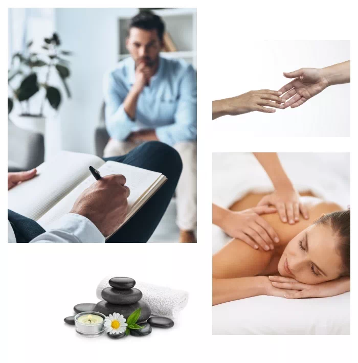 masaż, dłonie, kamienie i terapia